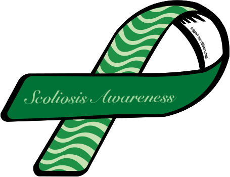 scoliosis awareness - twisted green ribbon