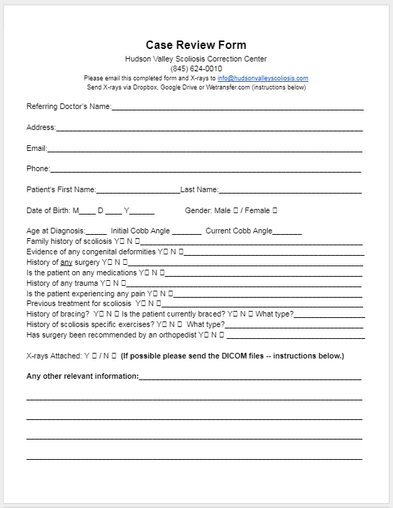 Scoliosis Case review Form